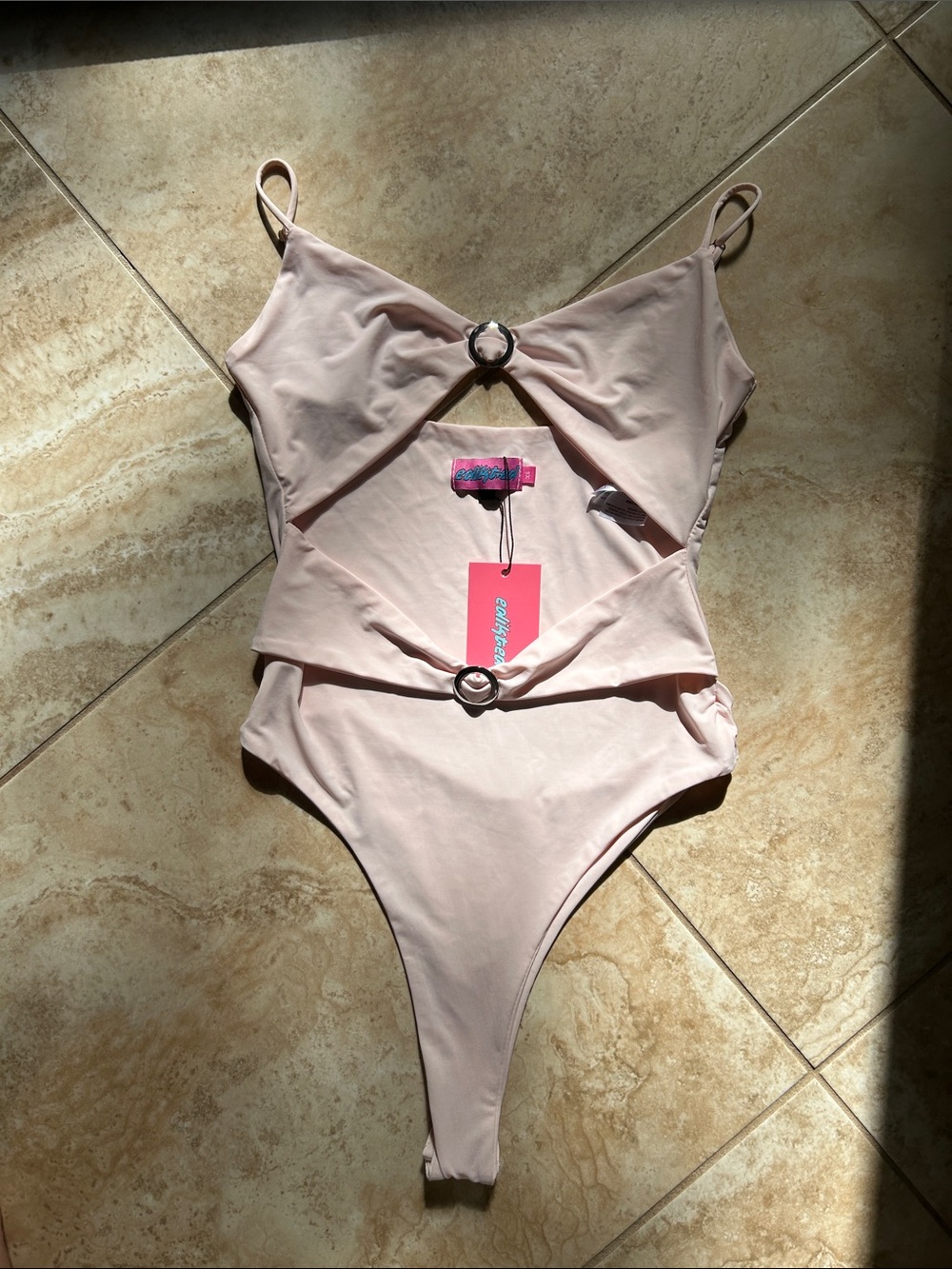 NWT Edikted Pink One-Piece Cut-Out Thong Bodysuit